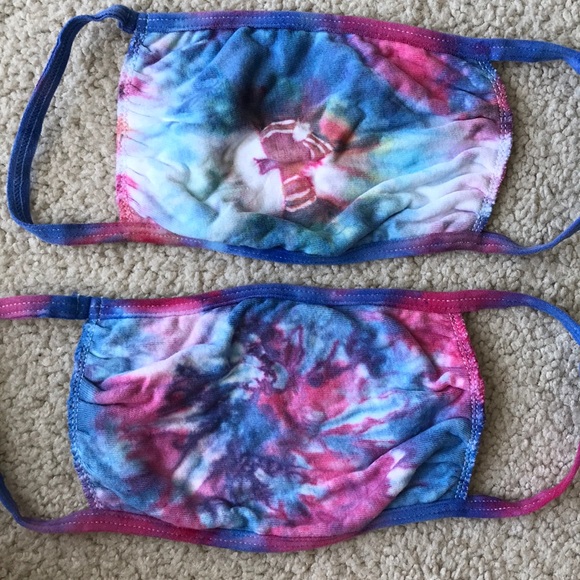 2 tie dye cotton face masks 😷✌️  pink blue - Picture 2 of 6